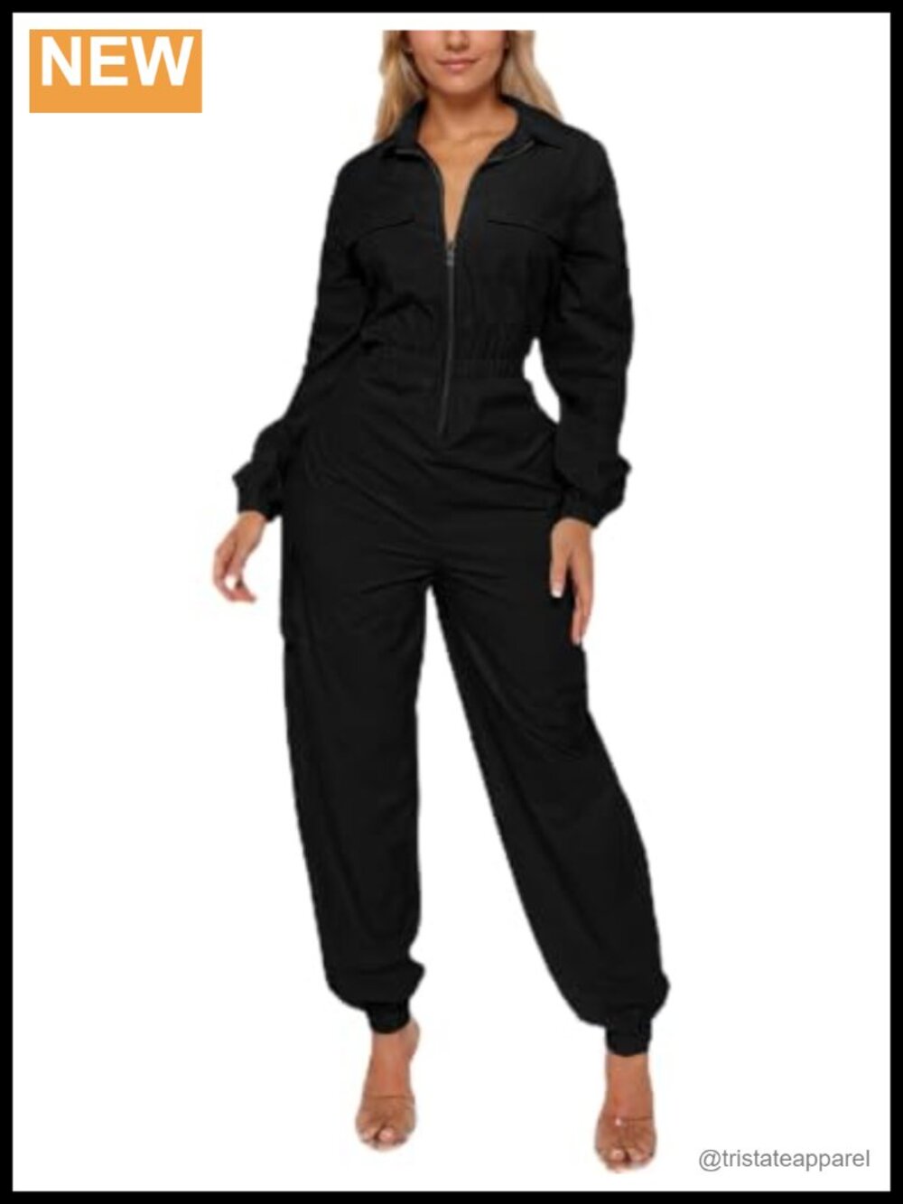 WOKANSE Women's Utility Jumpsuit Cargo Pockets Zip Front Relaxed Fit
